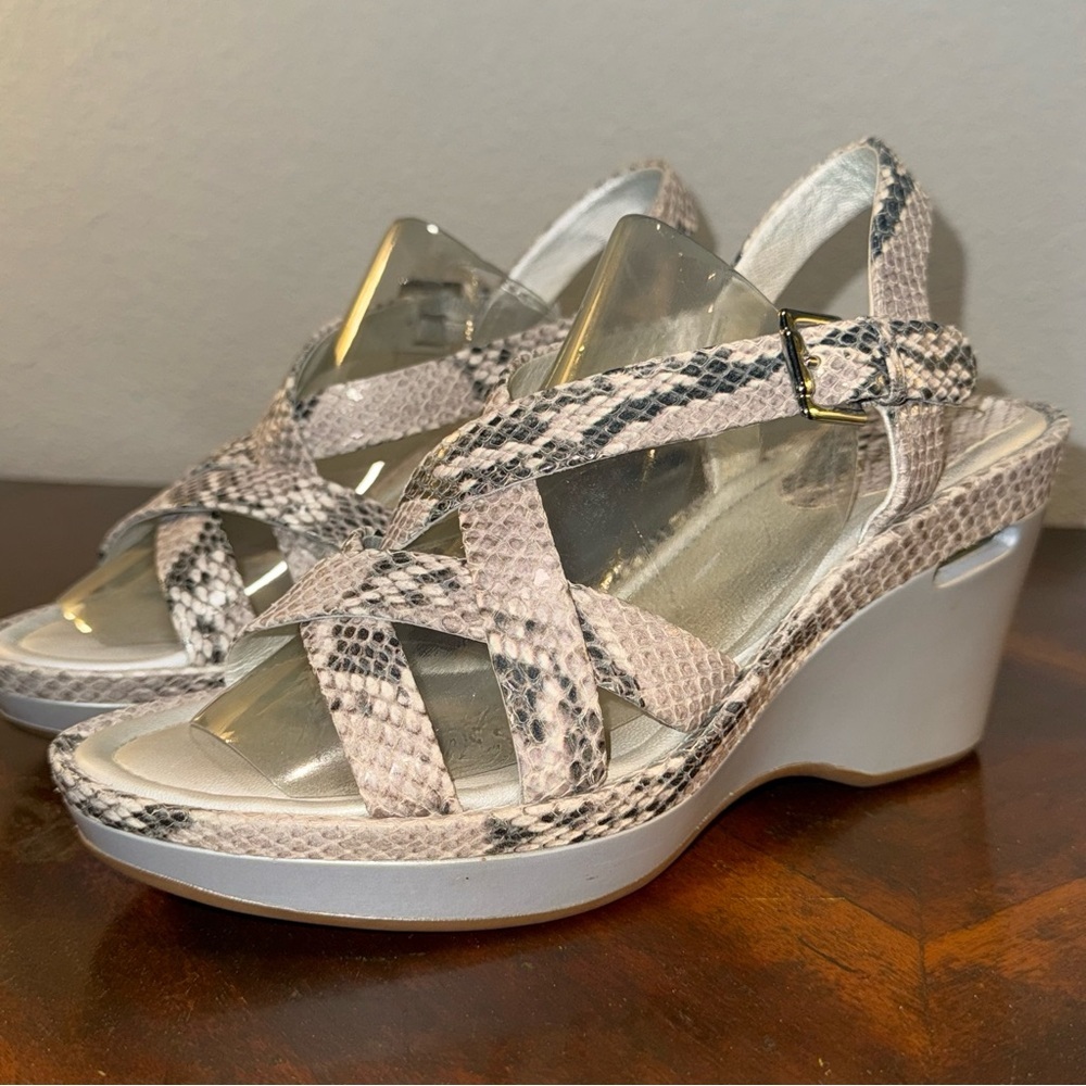 Cole Haan snakeskin Gray Wedge strappy Shoes Nike Air women’s sz 8.5 heels
